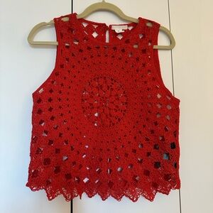 H&M red crochet tank top